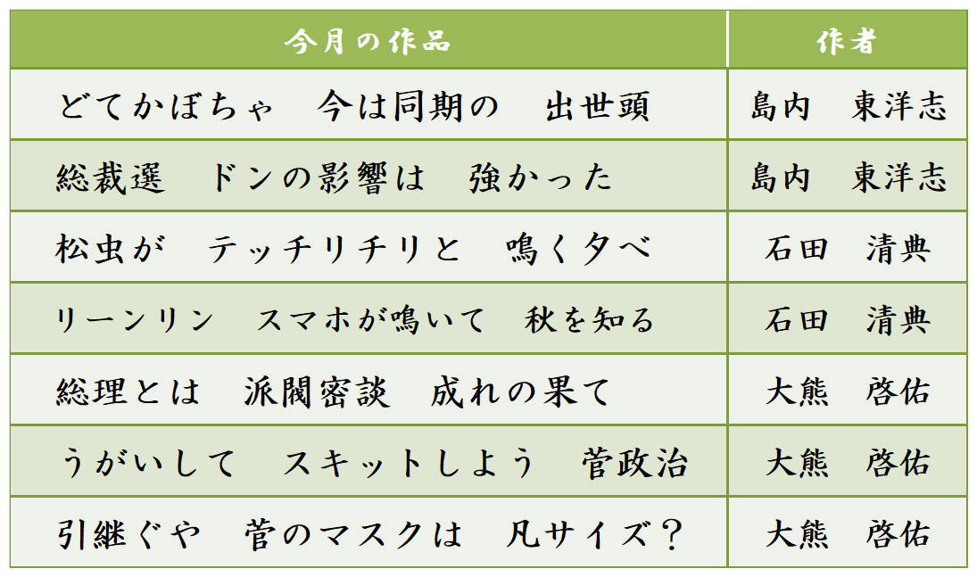 今月の川柳