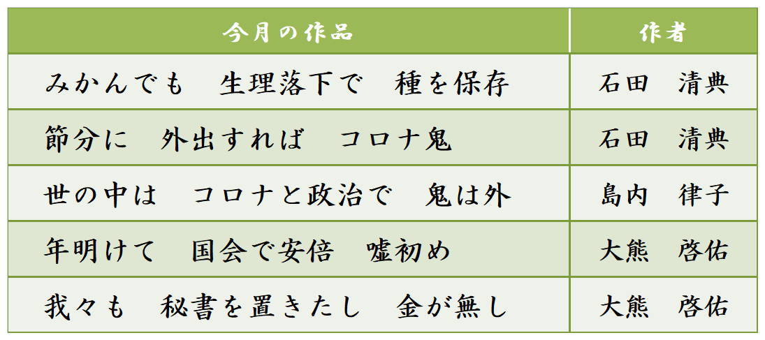 今月の川柳