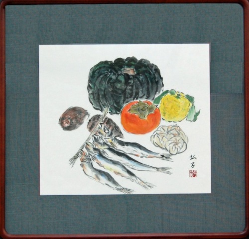 廣谷弘子「自然のめぐみ」(墨彩画)