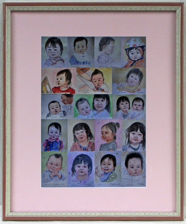 似顔絵18枚(日本画) 四角 利和(3班)