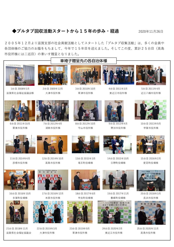 車椅子贈呈の経過のサムネイル