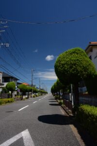 正面の海岸へ一直線です